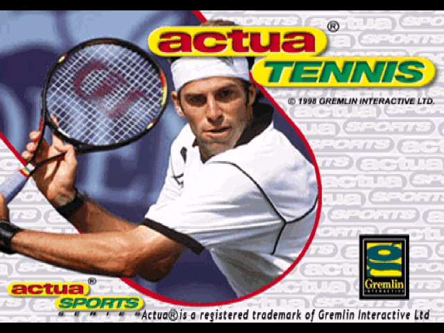 Actua Tennis title screen for Playstation